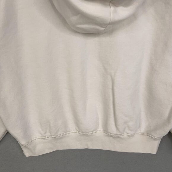 American Eagle Hoodie Womens 2XS White Pullover Fleece Kangaroo Pocket Spell Out - Picture 9 of 15
